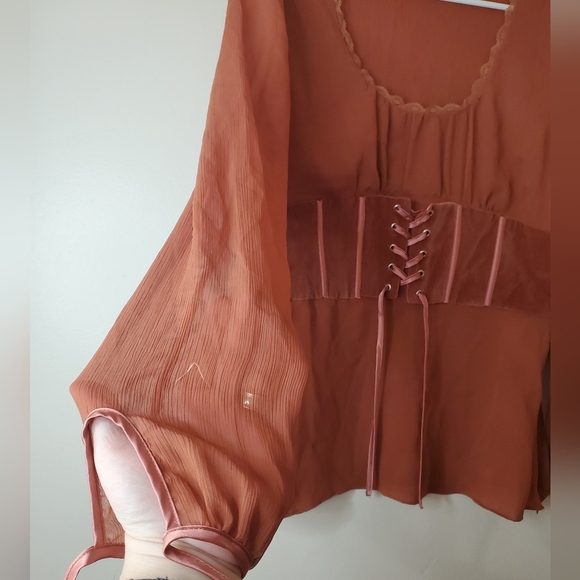 Womens Sheer Renaissance bustier Blouse Size M-L - Picture 5 of 11